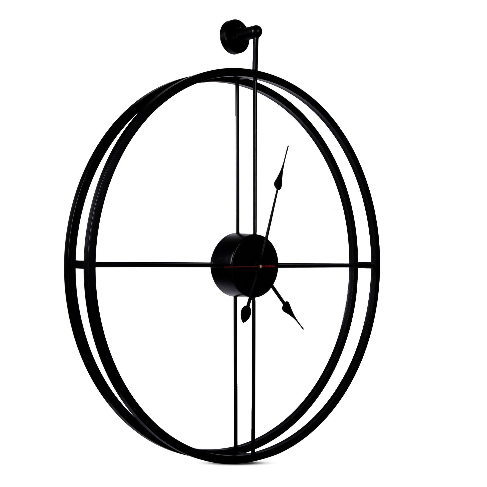 Handcrafted Double Frame Metal Wall Clock (24 Inch, Black) - Vintageware