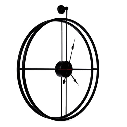 Handcrafted Double Frame Metal Wall Clock (24 Inch, Black) - Vintageware