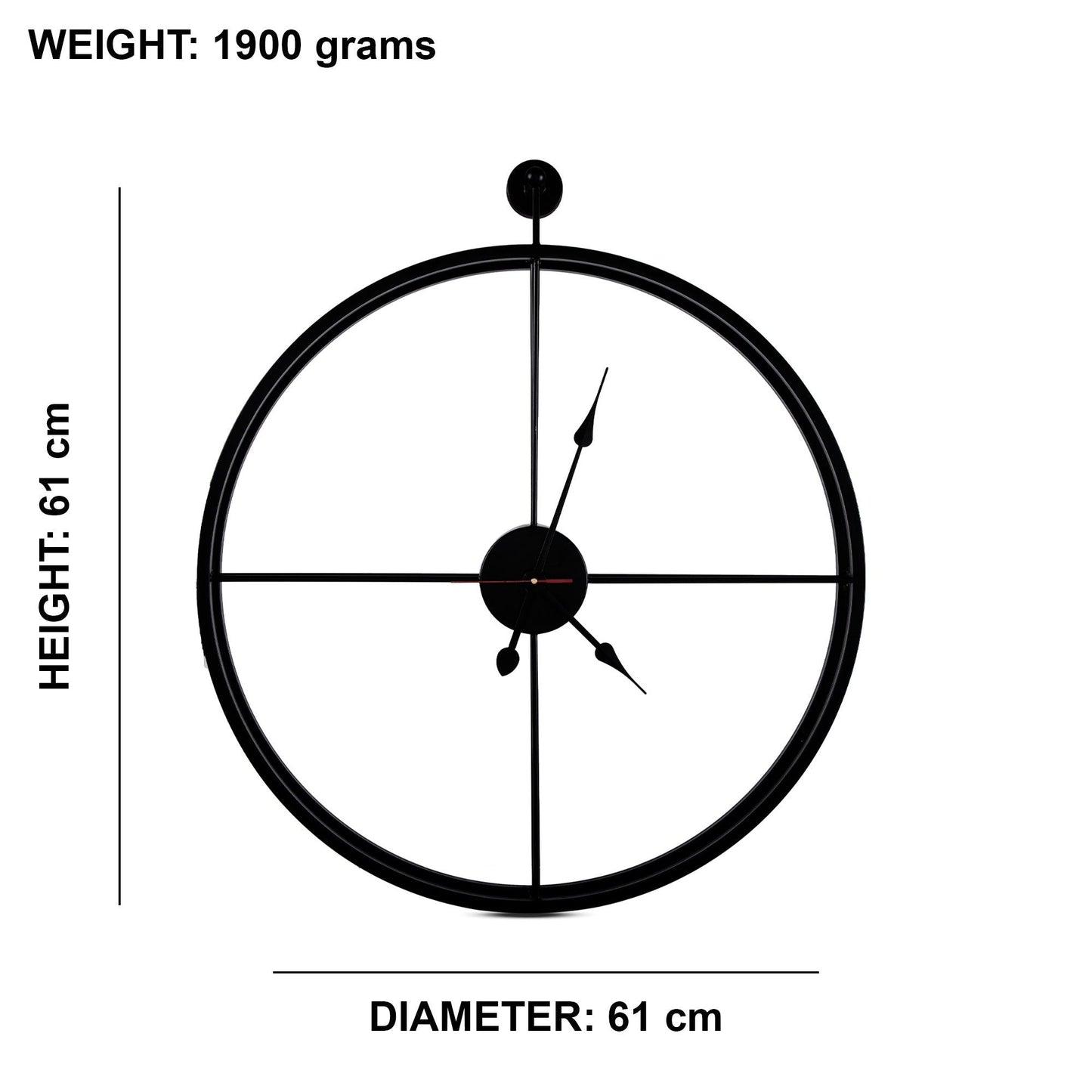 Handcrafted Double Frame Metal Wall Clock (24 Inch, Black) - Vintageware