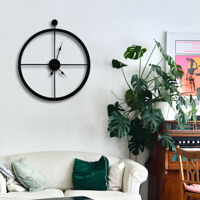 Handcrafted Double Frame Metal Wall Clock (24 Inch, Black) - Vintageware