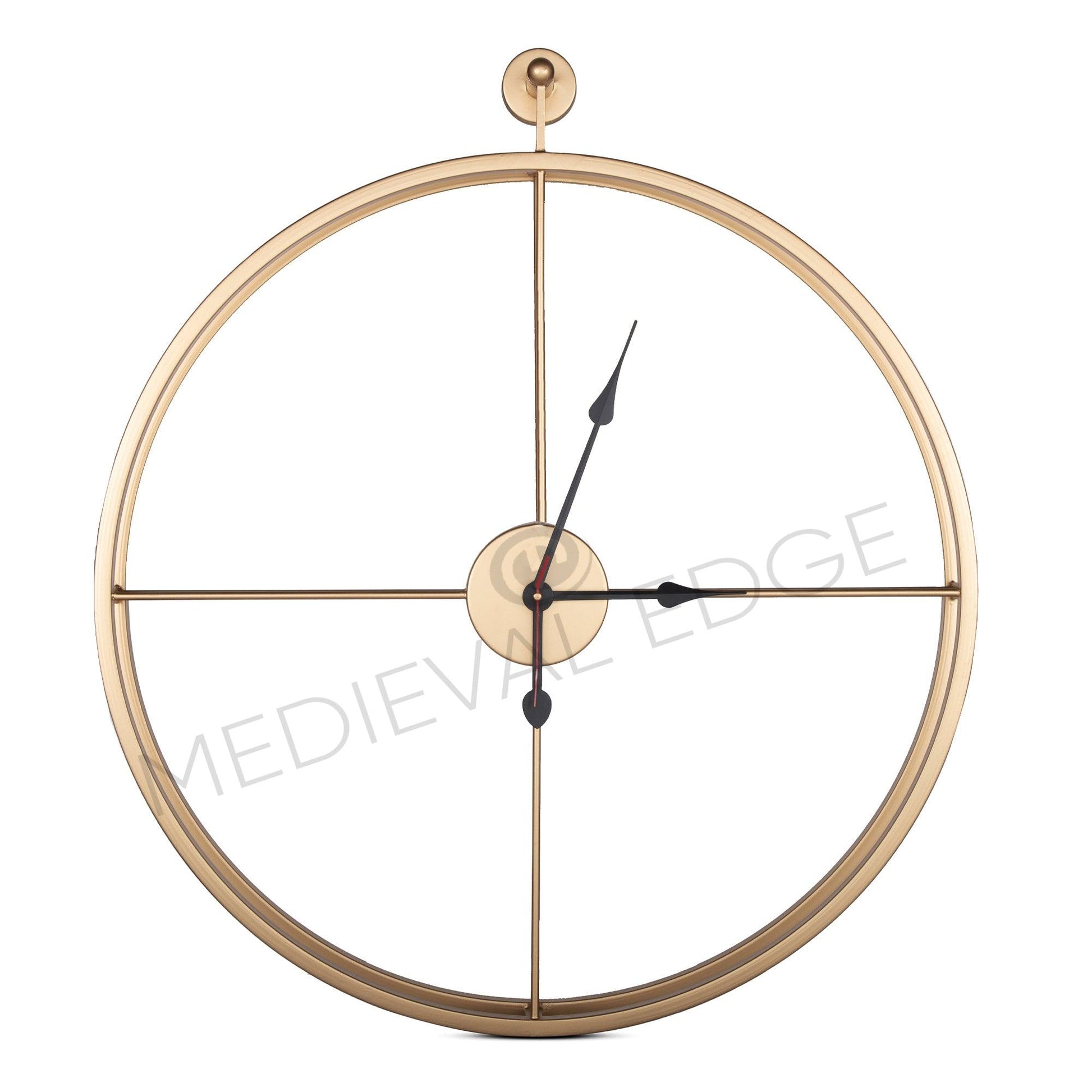 Handcrafted Double Frame Metal Wall Clock (24 Inch, Golden) - Vintageware