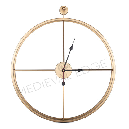 Handcrafted Double Frame Metal Wall Clock (24 Inch, Golden) - Vintageware