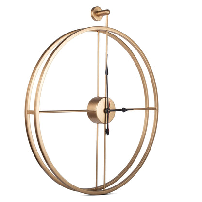 Handcrafted Double Frame Metal Wall Clock (24 Inch, Golden) - Vintageware