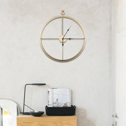 Handcrafted Double Frame Metal Wall Clock (24 Inch, Golden) - Vintageware