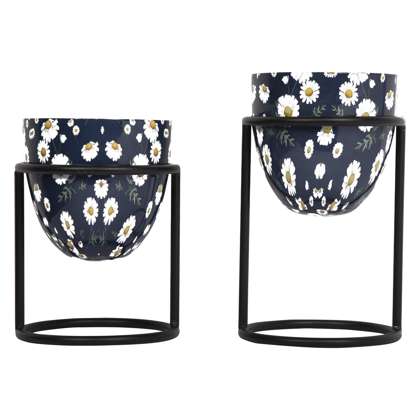 Metal Planter Stand With Planter (Blue, Set of 2) - Vintageware