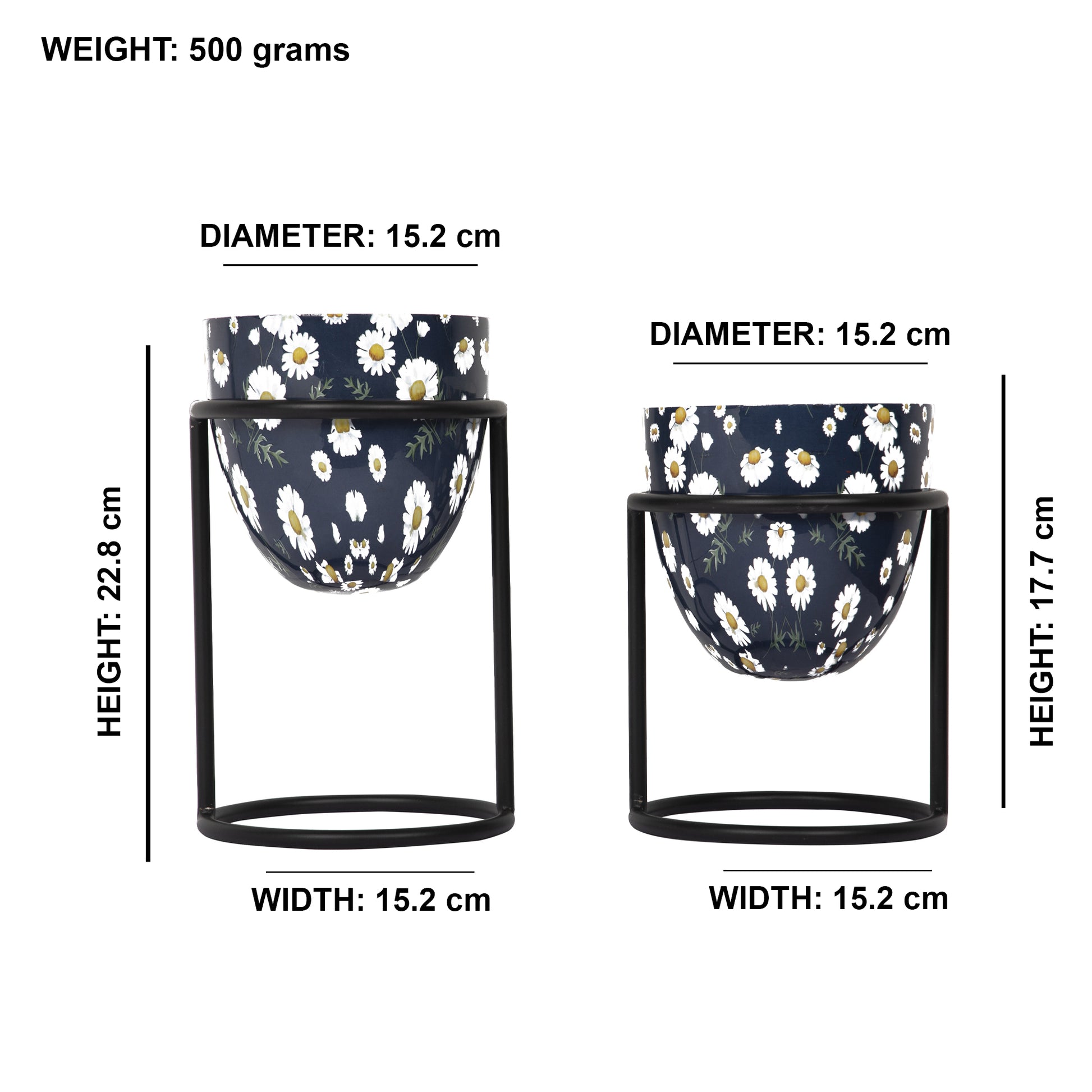 Metal Planter Stand With Planter (Blue, Set of 2) - Vintageware
