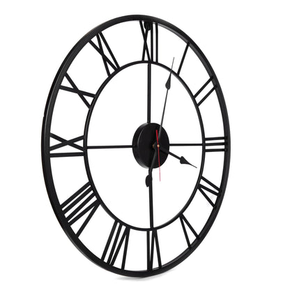Handcrafted Roman Numeral Metal Wall Clock (22 Inch, Black) - Vintageware