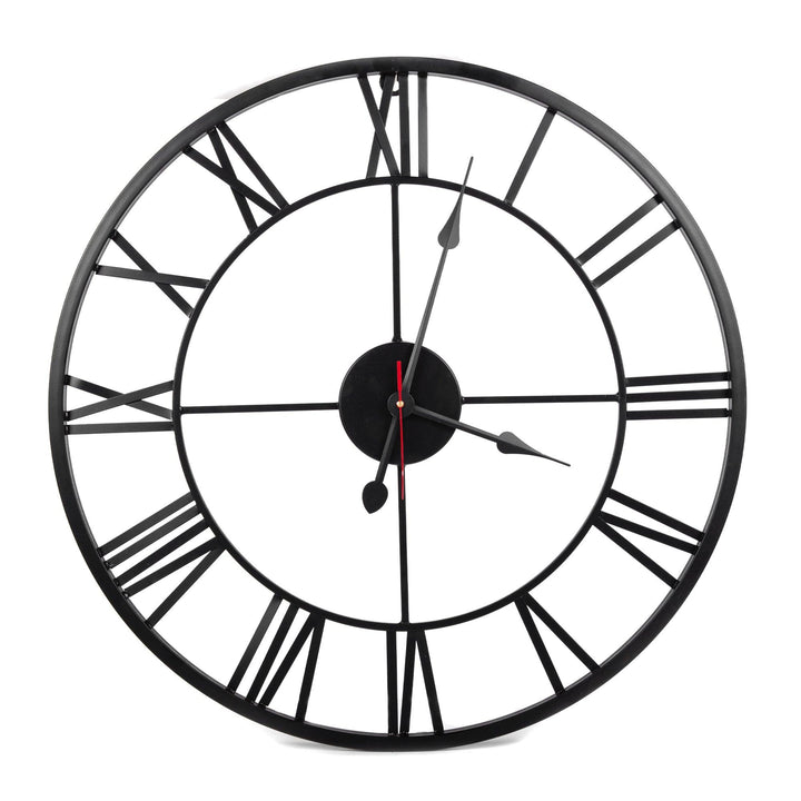 Handcrafted Roman Numeral Metal Wall Clock (30 Inch, Black) - Vintageware