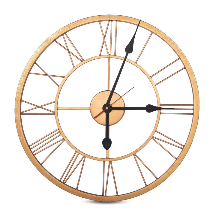 Handcrafted Roman Numeral Metal Wall Clock (30 Inch, Rose Golden) - Vintageware