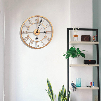 Handcrafted Roman Numeral Metal Wall Clock (30 Inch, Rose Golden) - Vintageware