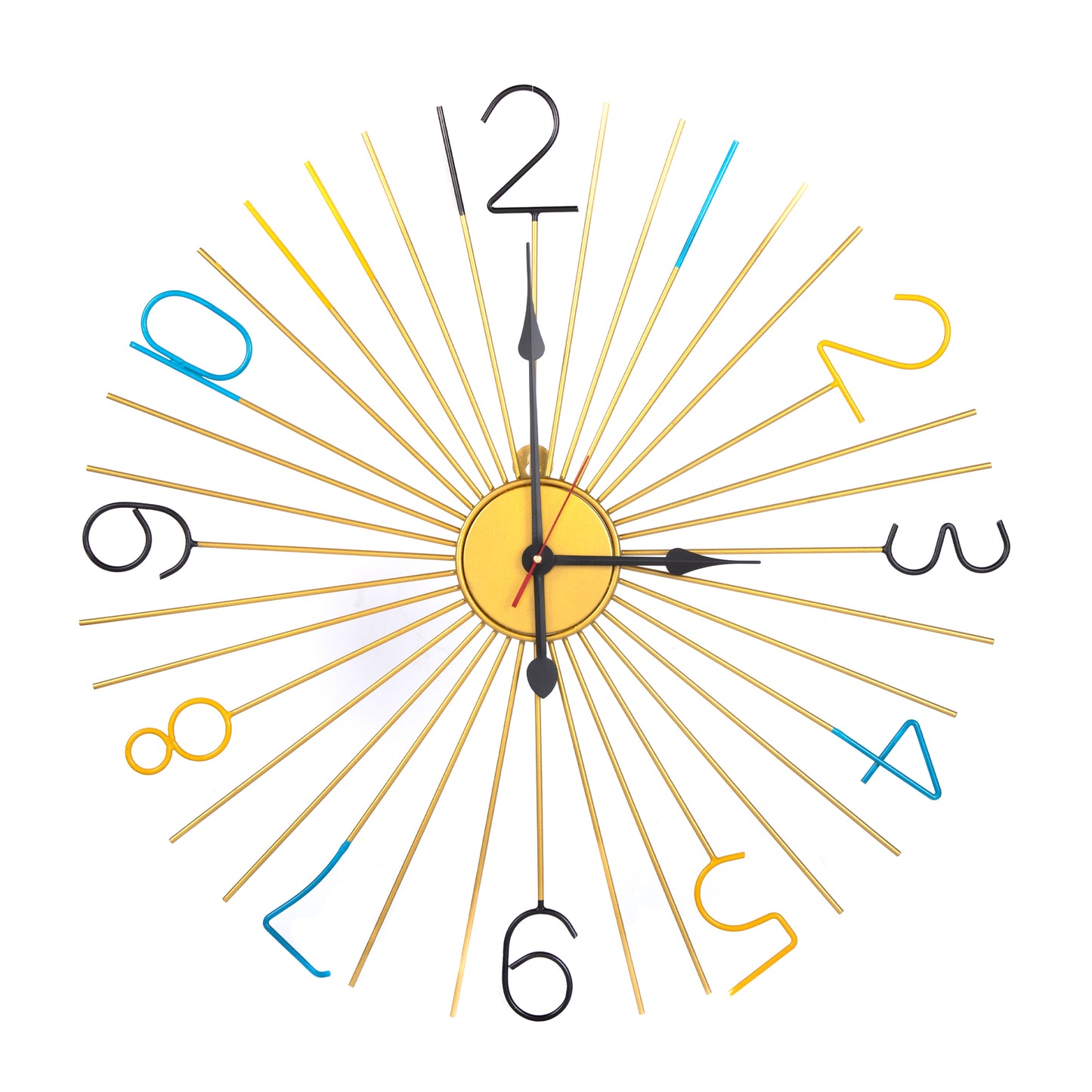 Handcrafted Sun Design Colorful Metal Wall Clock (24 Inch) - Vintageware