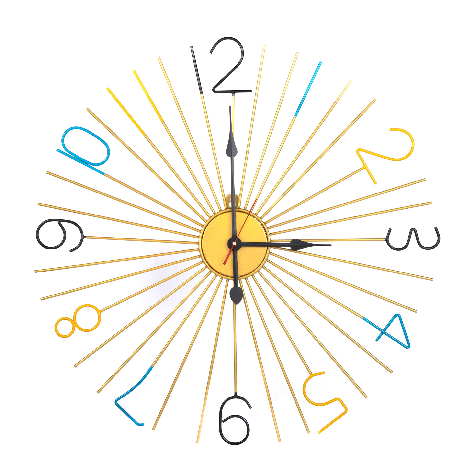 Handcrafted Sun Design Colorful Metal Wall Clock (24 Inch) - Vintageware