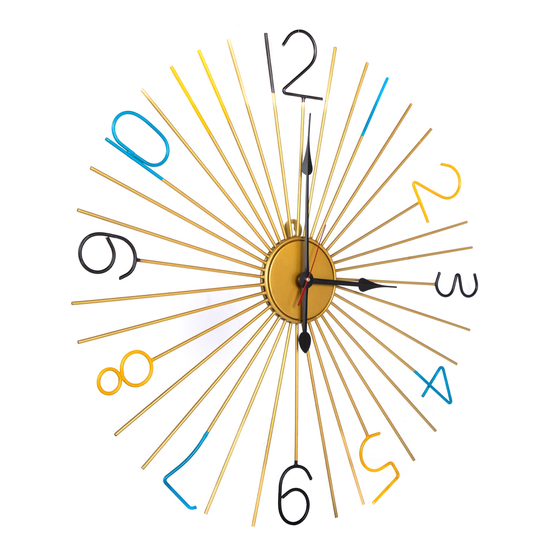 Handcrafted Sun Design Colorful Metal Wall Clock (24 Inch) - Vintageware