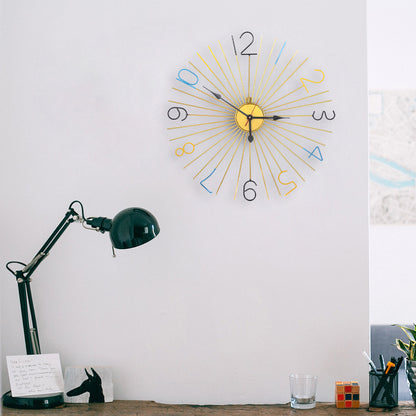 Handcrafted Sun Design Colorful Metal Wall Clock (24 Inch) - Vintageware