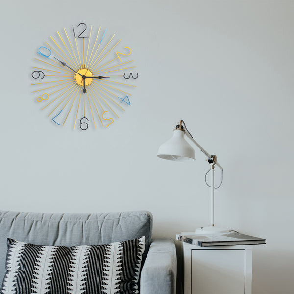 Handcrafted Sun Design Colorful Metal Wall Clock (24 Inch)