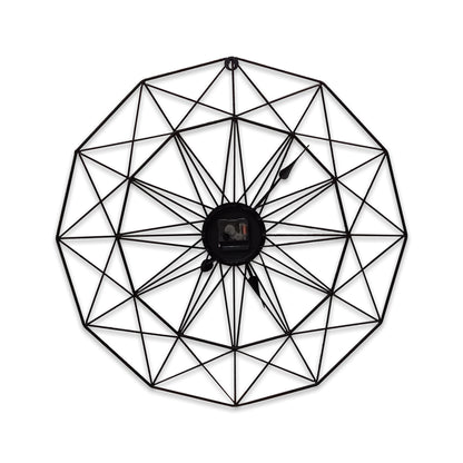Handcrafted Geometrical Design Metal Wall Clock (24 Inch, Black) - Vintageware