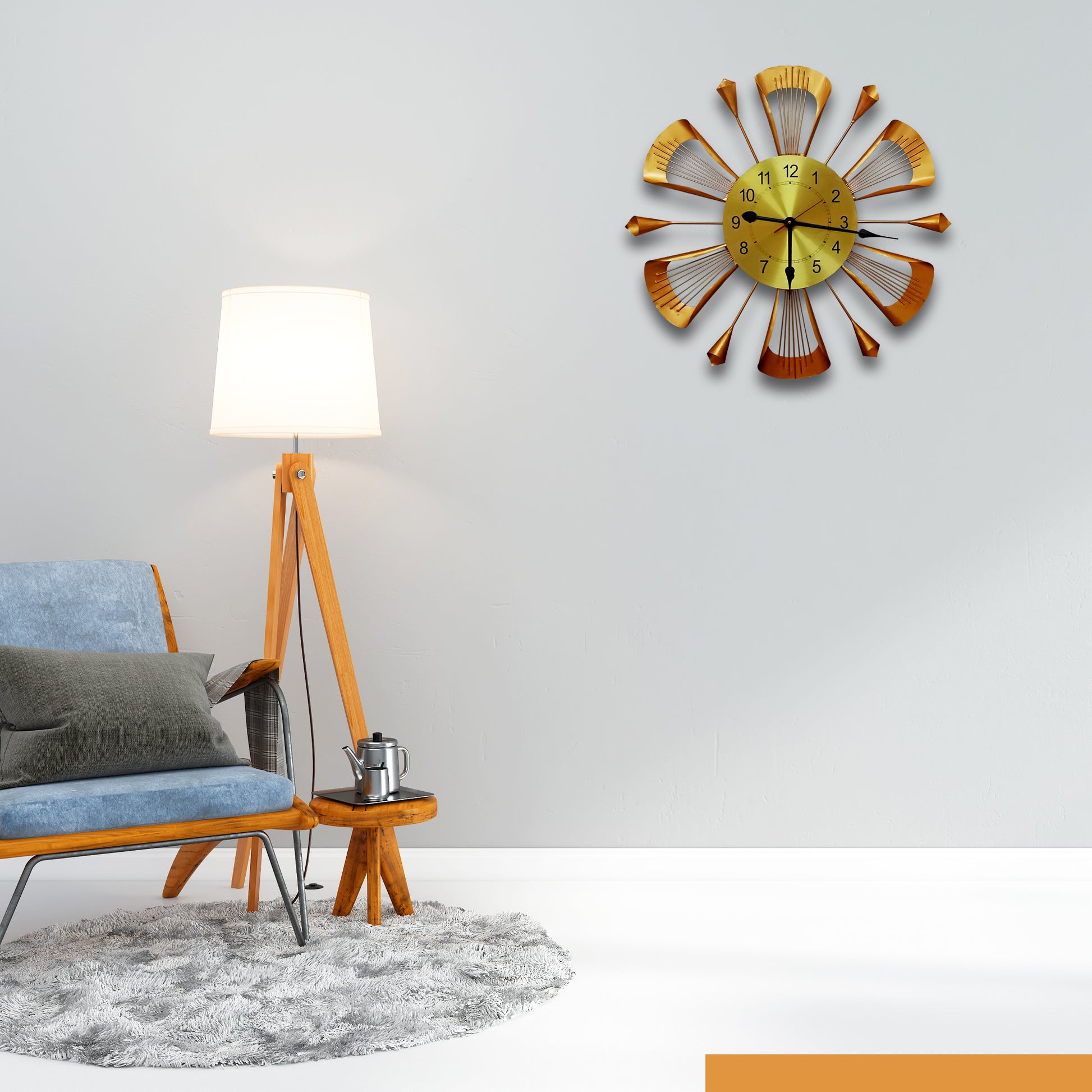 Handcrafted Antique Metal Wall Clock (24 Inch, Golden) - Vintageware