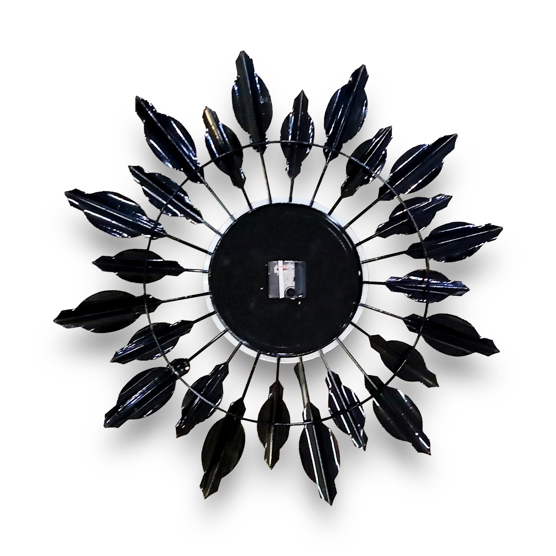 Handcrafted Antique Metal Wall Clock (27.5 Inch, Black & Golden) - Vintageware