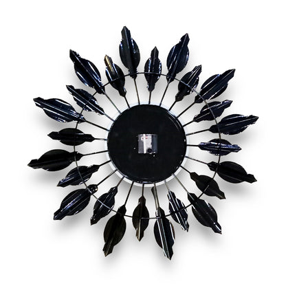 Handcrafted Antique Metal Wall Clock (27.5 Inch, Black & Golden) - Vintageware