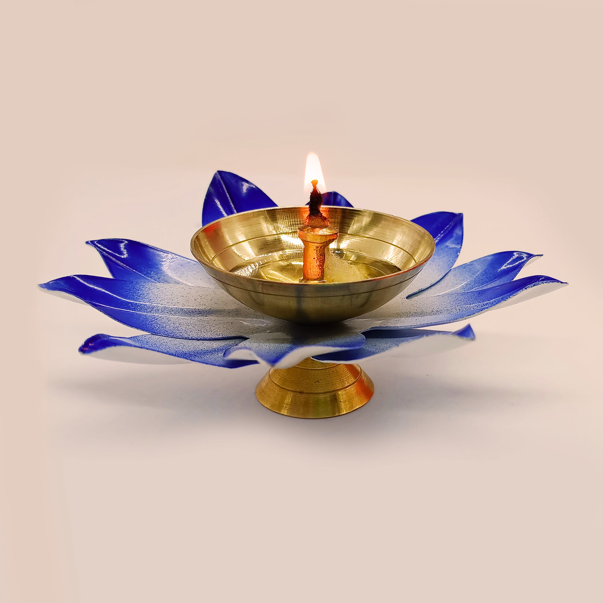 Brass Lotus Diya For Puja - Vintageware