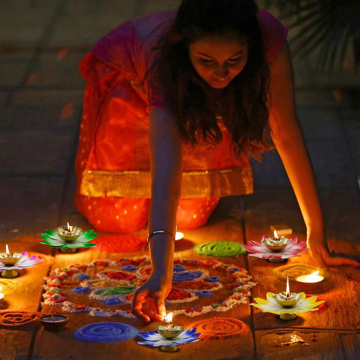 Brass Lotus Diya For Puja - Vintageware