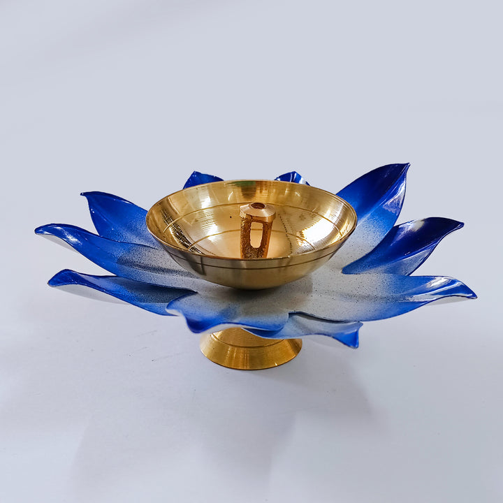 Brass Lotus Diya For Puja - Vintageware