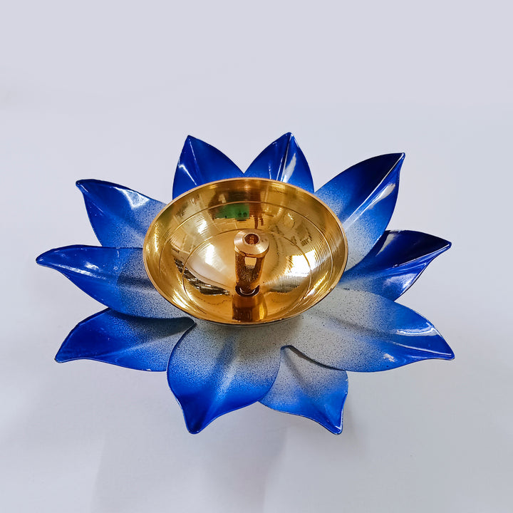 Brass Lotus Diya For Puja - Vintageware