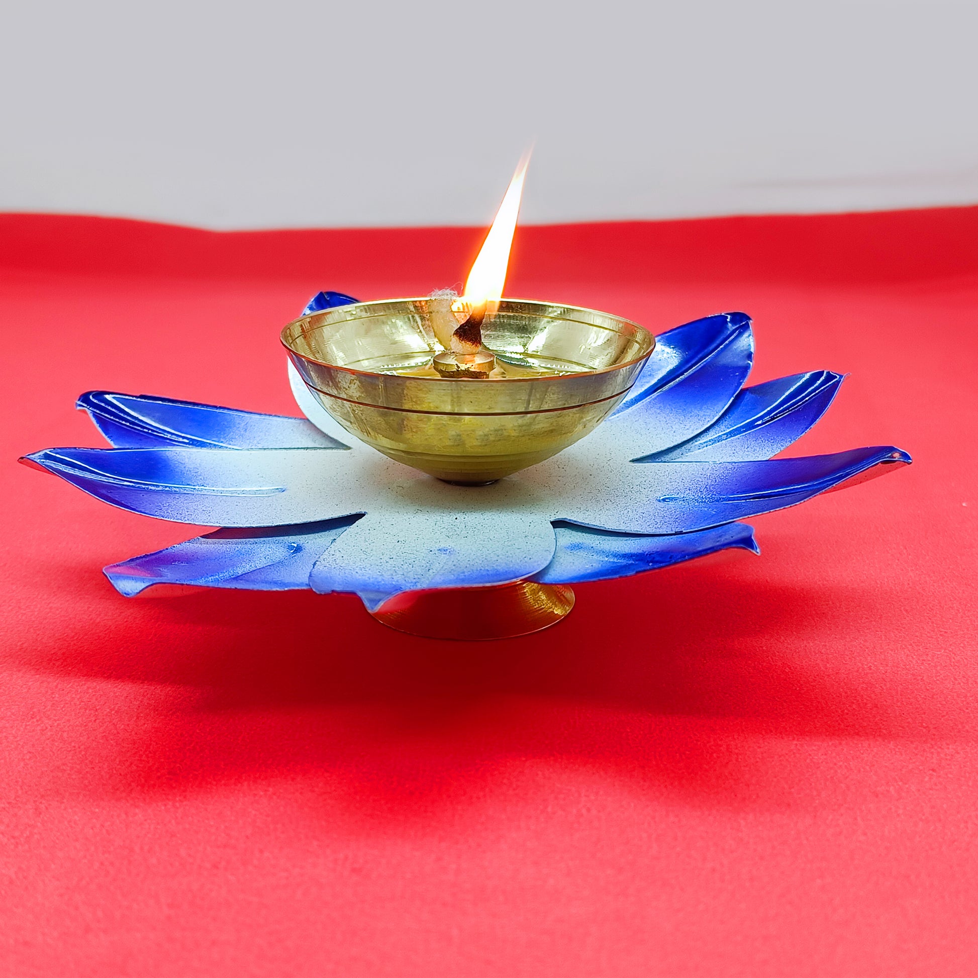 Brass Lotus Diya For Puja - Vintageware