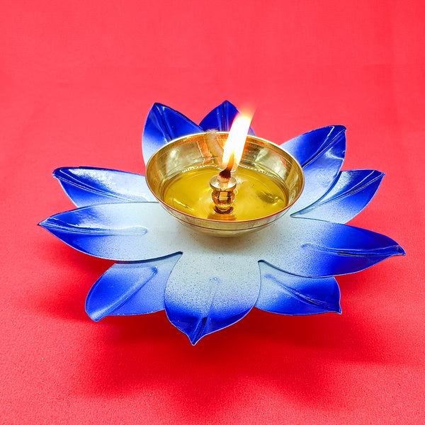 Brass Lotus Diya For Puja - Vintageware