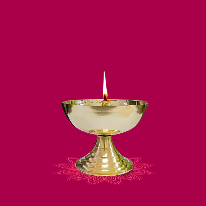 Brass Deepak Akhand Diya for Puja & Arti - Vintageware