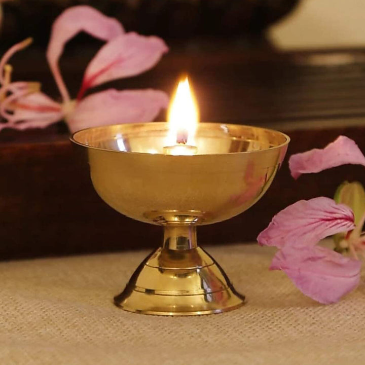 Brass Deepak Akhand Diya for Puja & Arti - Vintageware