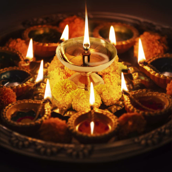 Brass Deepak Akhand Diya for Puja & Arti - Vintageware