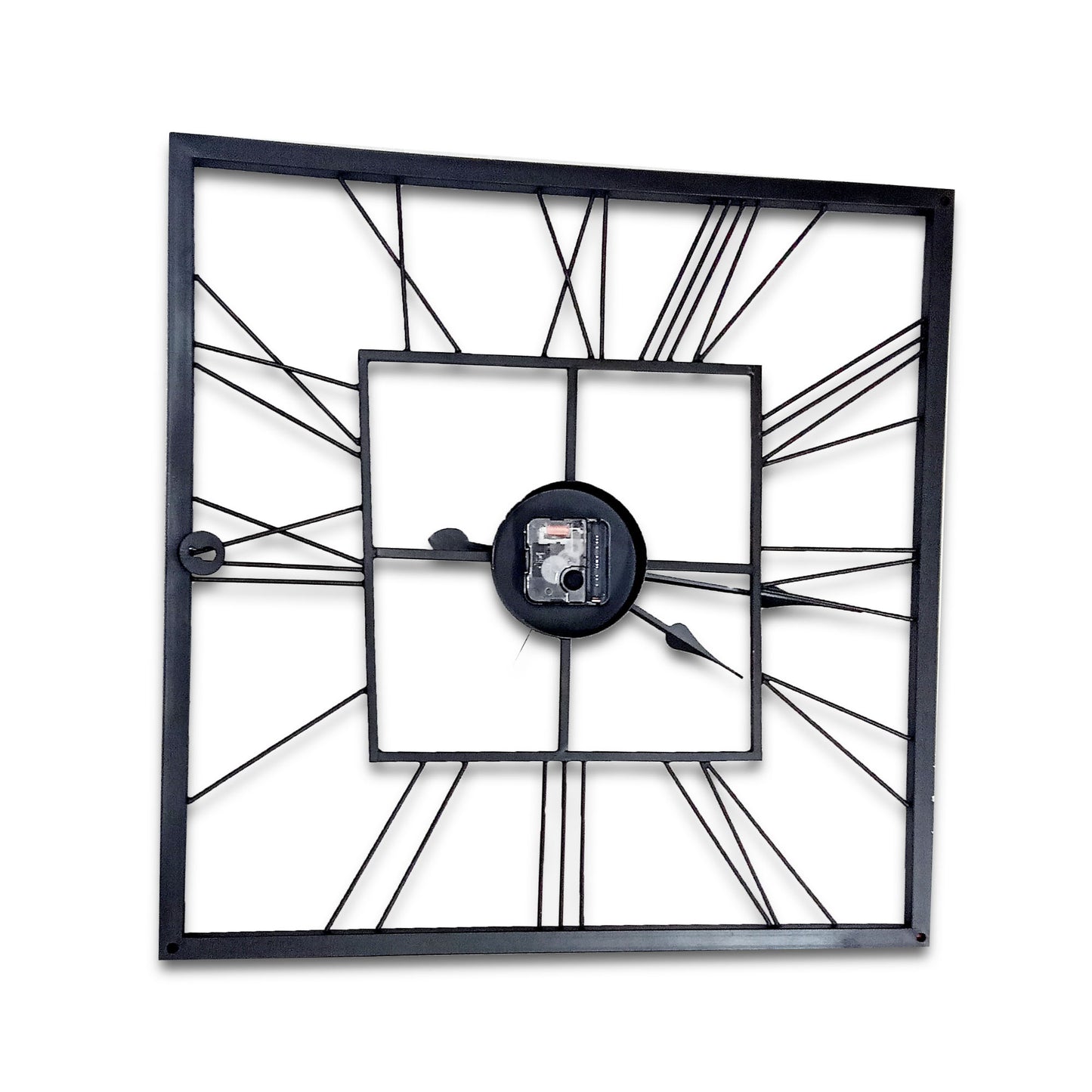 Handcrafted Square Shape Roman Numeral Metal Wall Clock (20 Inch,Black) - Vintageware