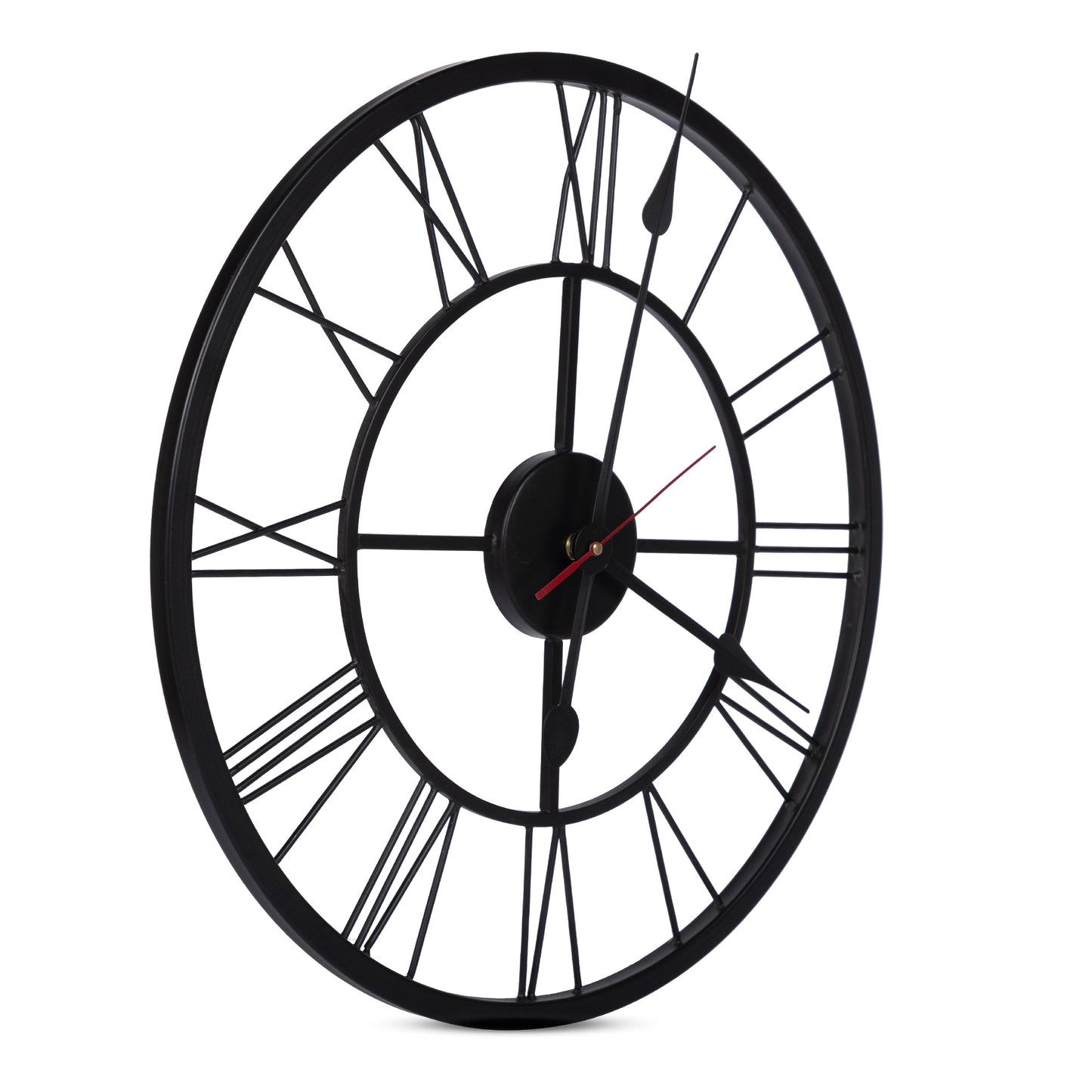 Handcrafted Roman Numeral Metal Wall Clock (40 Inch, Black) - Vintageware