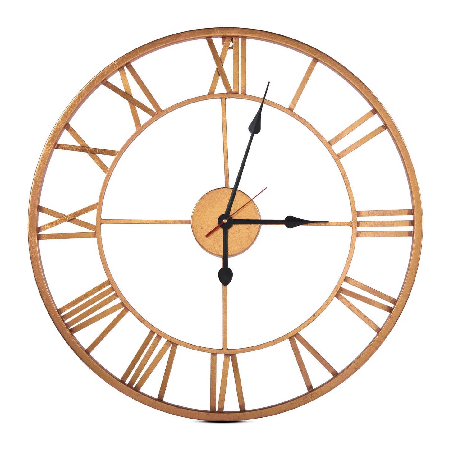 Handcrafted Roman Numeral Metal Wall Clock (40 Inch, Golden) - Vintageware