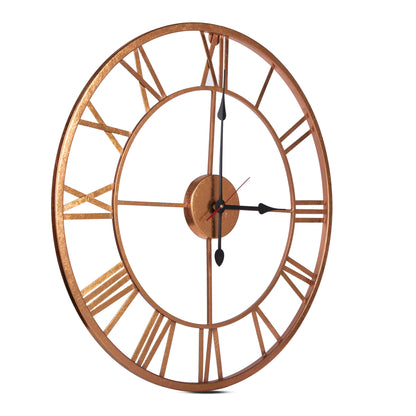 Handcrafted Roman Numeral Metal Wall Clock (40 Inch, Golden) - Vintageware