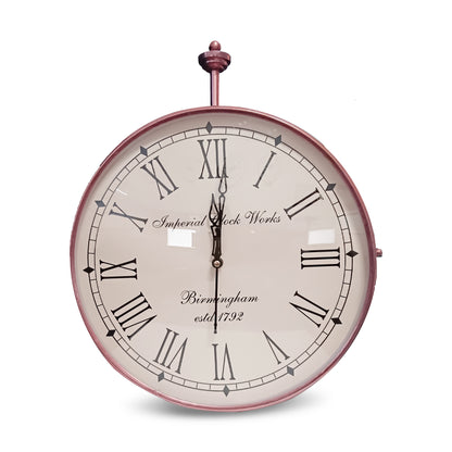 Handcrafted Double Sided Roman Numeral Metal Wall Clock (14 Inch, Copper) - Vintageware