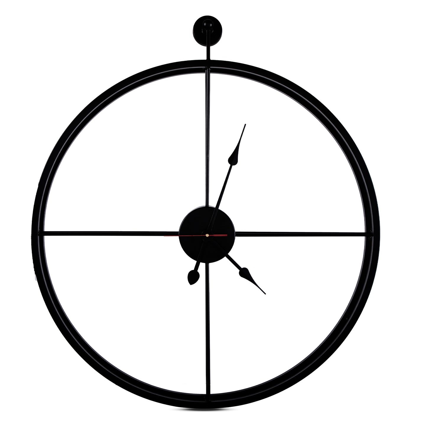 Handcrafted Double Frame Metal Wall Clock (18 Inch, Black) - Vintageware