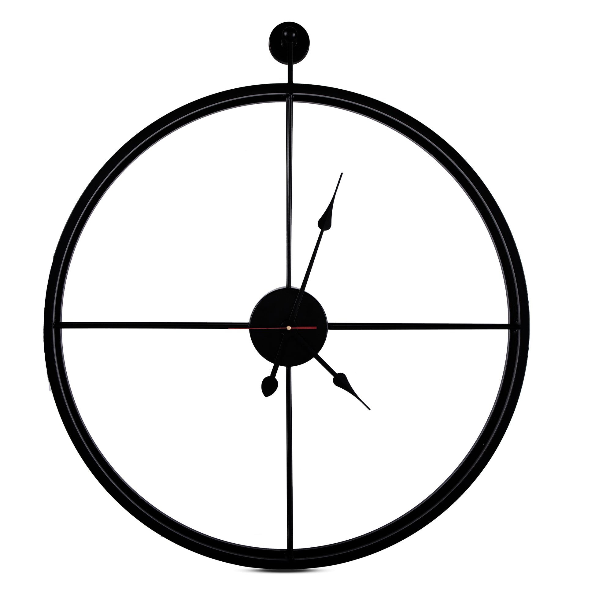 Handcrafted Double Frame Metal Wall Clock (18 Inch, Black) - Vintageware