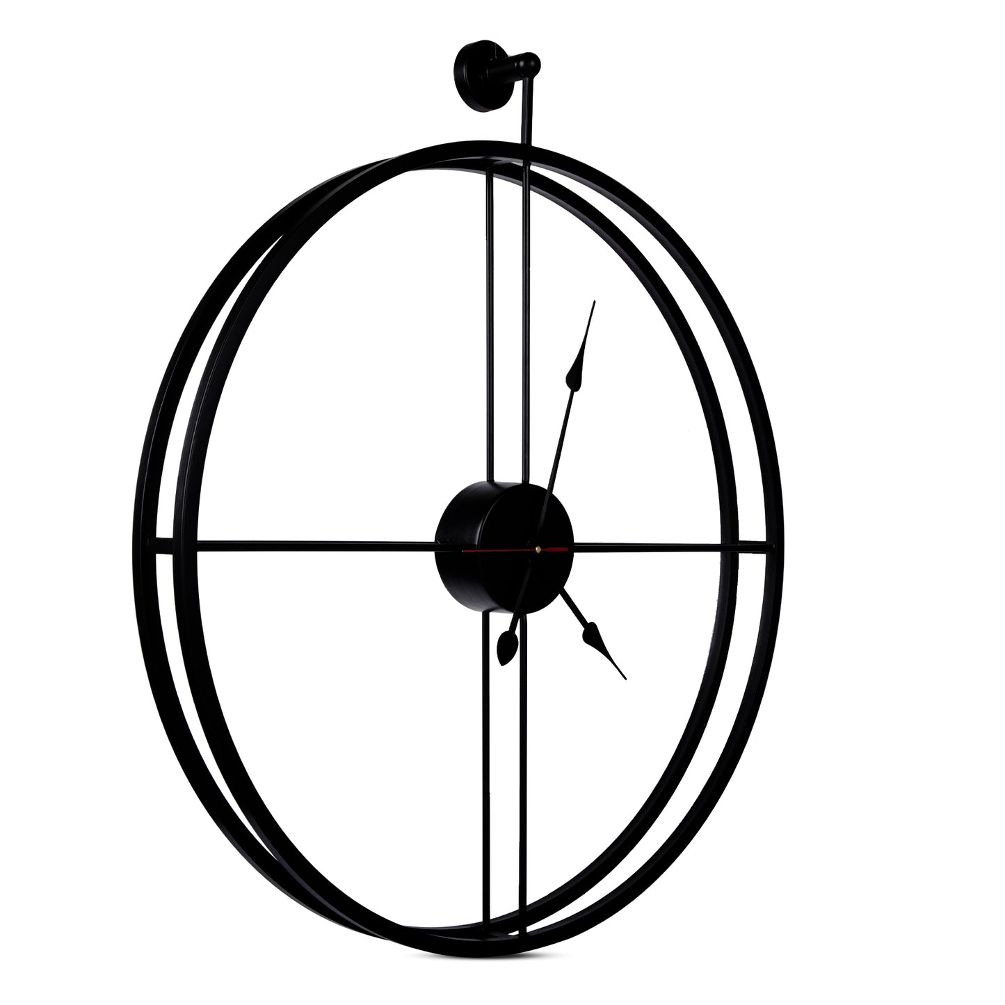 Handcrafted Double Frame Metal Wall Clock (18 Inch, Black) - Vintageware