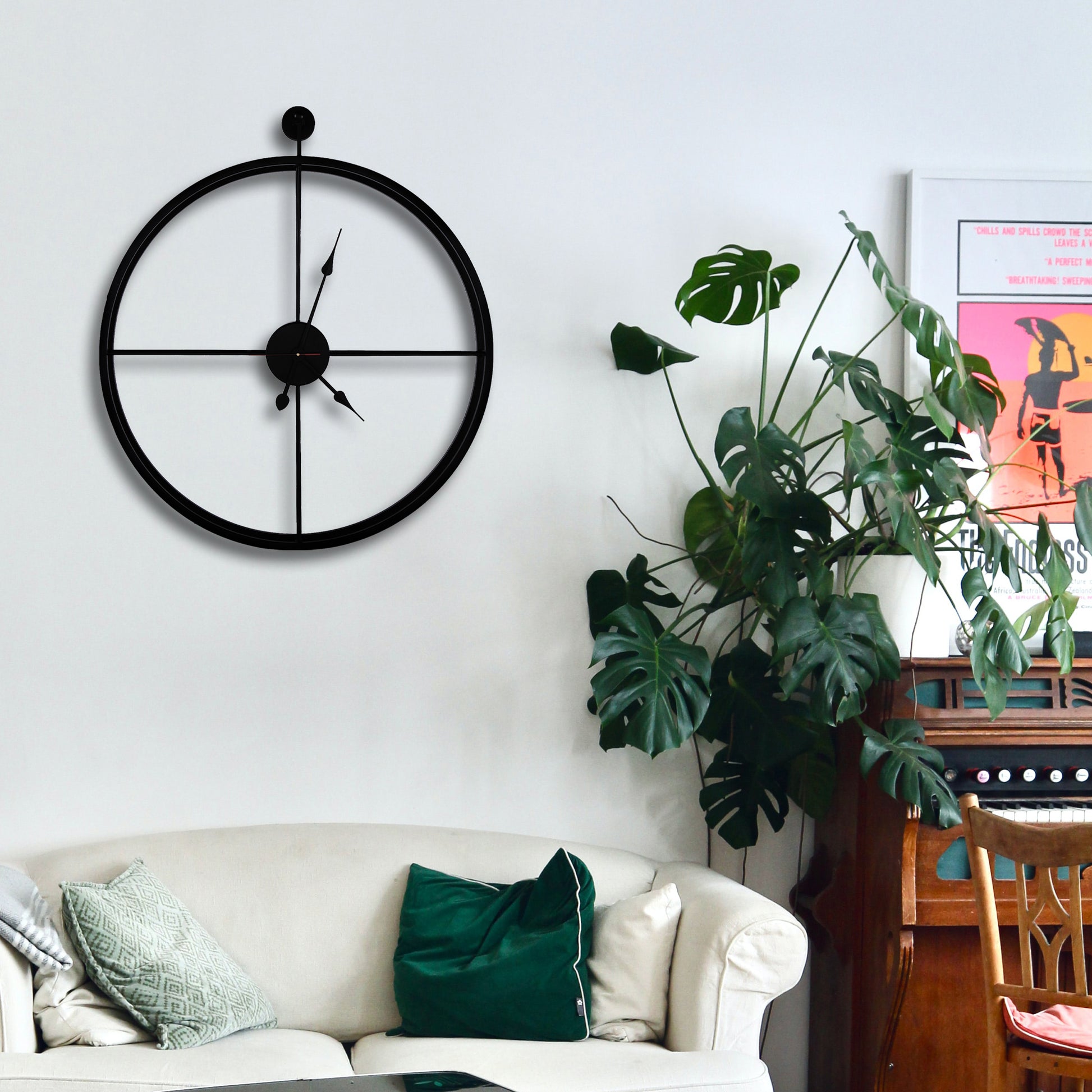 Handcrafted Double Frame Metal Wall Clock (18 Inch, Black) - Vintageware