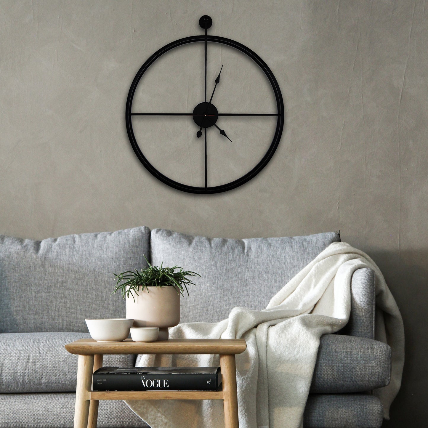 Handcrafted Double Frame Metal Wall Clock (18 Inch, Black) - Vintageware