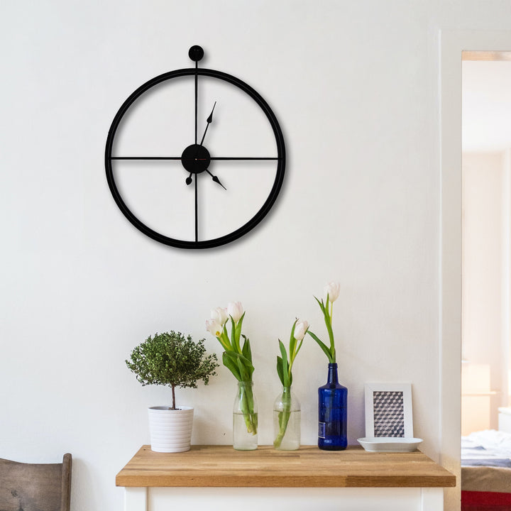 Handcrafted Double Frame Metal Wall Clock (18 Inch, Black) - Vintageware