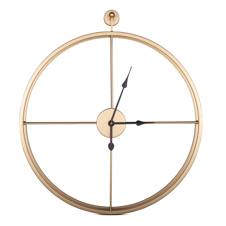 Handcrafted Double Frame Metal Wall Clock (18inch, Golden) - Vintageware