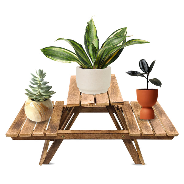 Multipurpose Wooden Foldable Planter Stand - Vintageware