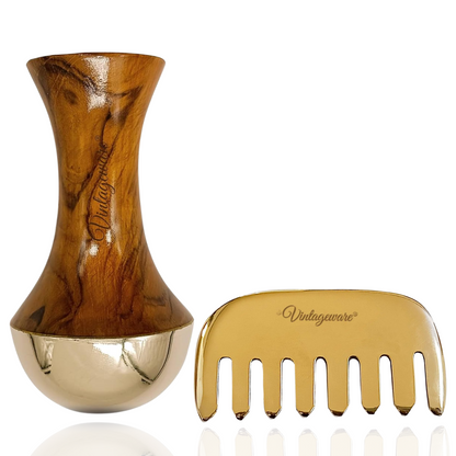 Vintageware® Kansa Wand and Kansa Comb together for Ayurvedic facial and body massage