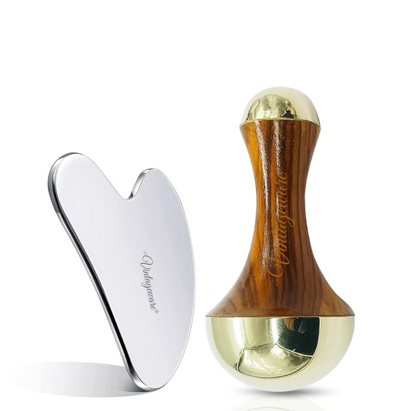 Vintageware kansa wand gua sha Ayurvedic face and body massager set
