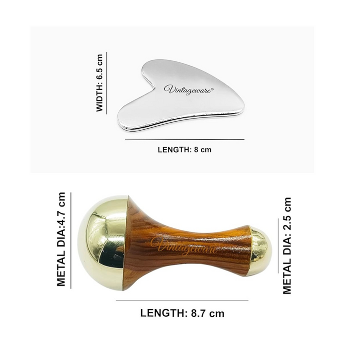 Vintageware kansa wand gua sha combo for natural skincare and wellness