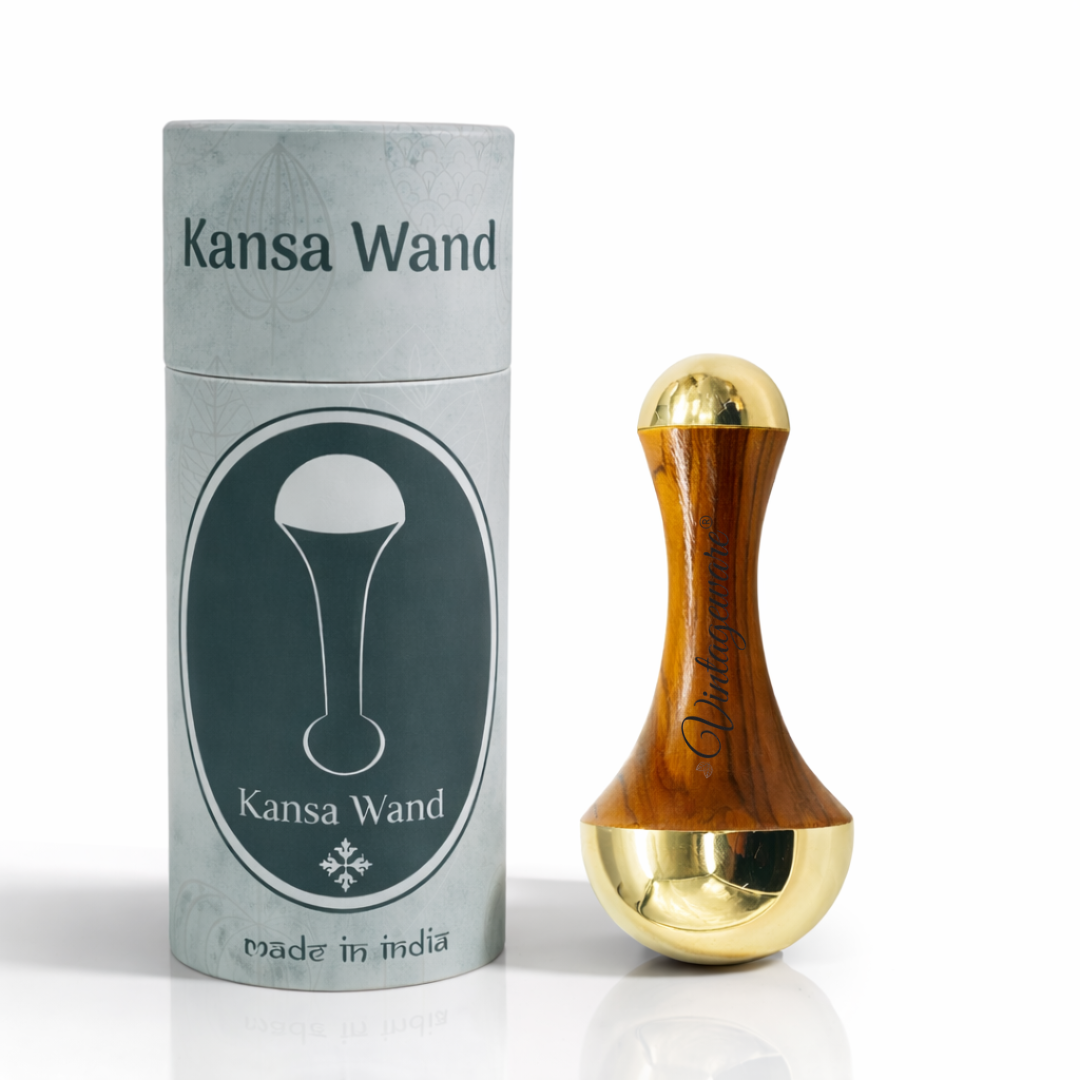 Vintageware® Ayurvedic Self-Care Spa Combo – Kansa Wand, Dual Wand, Gua Sha & Essential Oil