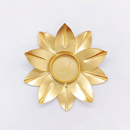Golden Metal Lotus Diya For Home Temple and Festive Occasions